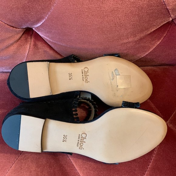 Chloé - Black Suede Sandals (NWT, Size 5.5) - Picture 3 of 4